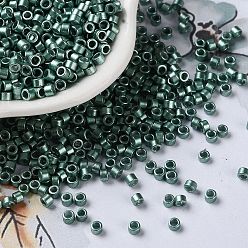 Dark Green Baking Paint Glass Seed Beads, Cylinder, Dark Green, 2.5x2mm, Hole: 1.4mm, about 45359pcs/pound