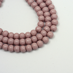 Rosy Brown Painted Glass Bead Strands, Baking Paint, Round, Rosy Brown, 8mm, Hole: 1.3~1.6mm, about 100pcs/strand, 31.4 inch