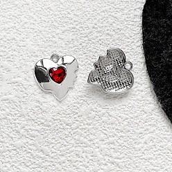Платина Подвески из сплава , с сердцем прелести, темы ко дню святого валентина, платина, 17x19 мм