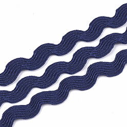 Prussian Blue Polypropylene Fiber Ribbons, Wave Shape, Prussian Blue, 7~8mm, 15yard/bundle, 6bundles/bag