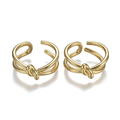 Real 18K Gold Plated Adjustable Brass Cuff Rings, Open Rings, Long-Lasting Plated, Knot, Real 18K Gold Plated, US Size 6 1/2(16.9mm)