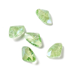 Chrysolite Crackle Moonlight Style Glass Rhinestone Cabochons, Pointed Back, Triangle, Chrysolite, 6.4x10x3.5mm
