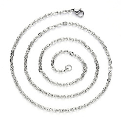 Stainless Steel Color 304 Stainless Steel Cable Chain Necklace, with Lobster Claw Clasp, Stainless Steel Color, 19.68 inch(50cm), Link: 4x3x0.8mm