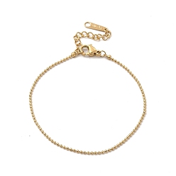 Real 14K Gold Plated Ion Plating(IP) 304 Stainless Steel Ball Chain Bracelet for Women, Real 14K Gold Plated, 6-5/8 inch(16.7cm)