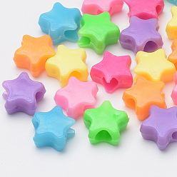 Mixed Color Plastic Beads, Star, Mixed Color, 10x11x5mm, Hole: 3.5mm, about 2500pcs/500g