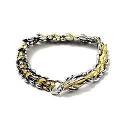 Antique Silver & Golden Men's Alloy Dragon Wrap Chain Bracelet, Antique Silver & Golden, 9 inch(22.9cm)