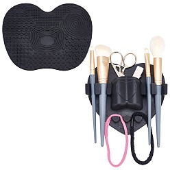 Black Gorgecraft Silicone Makeup Brush Organizer & Silicone Makeup Cleaning Brush Mat, Black, 2pcs/set