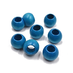 Dodger Blue Wood Large Hole Beads, Rondelle, Dyed, DIY Jewelry Accessories, Dodger Blue, 20x16mm, Hole: 10mm