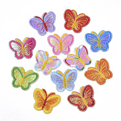 Mixed Color Computerized Embroidery Cloth Iron On/Sew On Patches, Costume Accessories, Appliques, Butterfly, Mixed Color, 45x55x1.5mmk, about 12colors, 1color/10pcs, 120pcs/bag