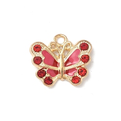 Красный Подвески из сплава эмали и стразов, золотой свет, без кадмия, без никеля и без свинца, очарование бабочки, красные, 17x19.5x3.5 мм, отверстие : 2.5 мм