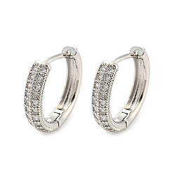 Platinum Brass with Cubic Zirconia Hoop Earrings, Ring, Platinum, 15.5x3.5mm