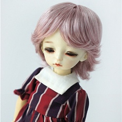 Flamingo Imitation Mohair Doll Curly Wig Hair, for 1/3 DIY Boy BJD Makings Accessories, Flamingo, fit for 8~9 inch(20.32~22.86cm) head circumference