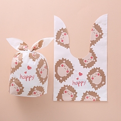 Camel 100Pcs Cartoon Plastic Candy Bags, Rabbit Ear Bags, Gift Bags, Two-Side Printed, Hedgehog Pattern, Camel, 22x13cm