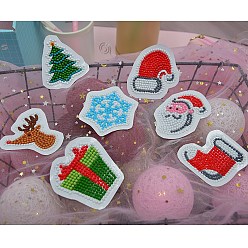 Box DIY Christmas Theme Diamond Painting Sticker Kit, Including Resin Rhinestones Bag, Diamond Sticky Pen, Tray Plate and Glue Clay, Box, 60x50mm, 7Pcs/set
