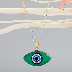 Green Colorful Evil Eye Necklace with Minimalist Resin Pendant