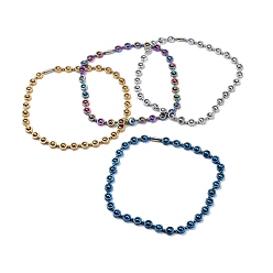 Couleur Mélangete Collier de perles de colonne en hématite synthétique et laiton avec fermoirs magnétiques, bijoux en pierres précieuses pour hommes femmes, couleur mixte, 19-7/8 pouce (50.5 cm)