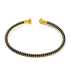 Черный Изготовление браслета из плетеной проволоки из углеродистой стали, с позолоченными латунными заглушками, чёрные, 0.25 см, внутренний диаметр: 2-3/8 дюйм (6.1 см)