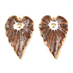 Седло Коричневый 304 нержавеющей стальной эмали подвески, сердце, реальный 18 k позолоченный, вакуумное покрытие pvd, седло коричневый, 44.5x29x3 мм, отверстие : 1.8 мм