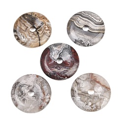 Сумасшедший Агат Подвески из натурального кружевного агата, подвески в виде пончиков/пи-дисков, 30x5.5~6 мм, отверстие : 5 мм