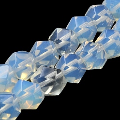 Opalite Opalite Star Cut Round Beads Strands, Faceted, 7~8.5x7~8.5x7~8.5mm, Hole: 1.2mm, about 25~26pcs/strand, 8.39''~8.62''(21.3~21.9cm)