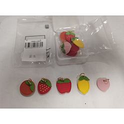 Mixed Shapes 10шт. 5 стили, фруктовая серия, подвески из микрофибры и кожи, С кольцами из сплава цинка, золотые, разнообразные, 34~43 мм, отверстие : 10 мм, 1 шт / стиль
