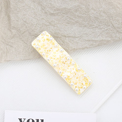 Yellow Rectangle Cellulose Acetate Alligator Hair Clips, Pearl Style Hair Accessories for Women and Girls, Yellow, 72x17mm
