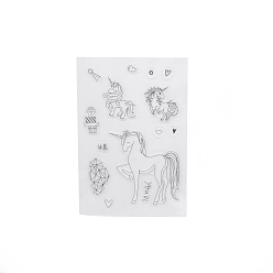 Unicorn Clear Plastic Stamps, for DIY Scrapbooking, Photo Album Decorative, Cards Making, Unicorn, 160x110mm