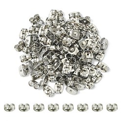 Stainless Steel Color 304 Stainless Steel Ear Nuts, Friction Earring Backs for Stud Earrings, Stainless Steel Color, 6x4.5x3mm, Hole: 0.8mm
