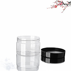 Black Transparent Plastic Empty Portable Facial Cream Jar, Refillable Cosmetic Containers, with Screw Lid, Column, Black & Clear, 5x5cm, Capacity: 60ml(2.03fl. oz)