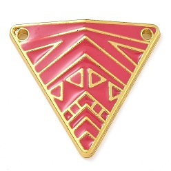 Светло-Вишневый Стойка покрытие латунь эмаль треугольный соединитель подвески, реальный 18 k позолоченный, долговечный, без свинца и без кадмия, светло-вишневый, 24x25.5x3.5 мм, отверстие : 1.4 мм