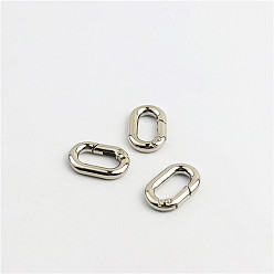 Platinum Zinc Alloy Spring Gate Ring,  for Luggage Belt Craft DIY Accessories, Cadmium Free & Lead Free, Oval, Platinum, 25x16x4.2mm