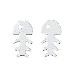 Посеребрённый Латунные подвески, без кадмия и без свинца, подвески из рыбьей кости, 925 серебро покрытием, 8.5x4.5x0.2 мм, отверстие : 0.8 мм