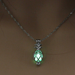 Pineapple Luminous Alloy Pendants, Necklace, Halloween Theme, Pineapple, 17.72 inch(45cm)