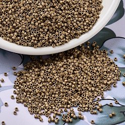 (DB1834F) Гальваническый Матово-шампанскый Дуракоат Бусины miyuki delica, цилиндр, японский бисер, 11/0, (db 1834 f) оцинкованное матовое шампанское duracoat, 1.3x1.6 мм, отверстие : 0.8 мм, Около 2000 шт / 10 г