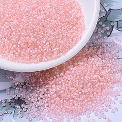 (RR1923) Полу-матовый Хрустальный с Бледно-розовой Подкладкой Миюки круглые бусины рокайль, японский бисер, 11/0, (rr 1923) бледно-розовый кристалл с подкладкой, 2x1.3 мм, отверстие : 0.8 мм, Около 1111 шт / 10 г