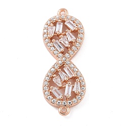 Розовое Золото Стойка покрытие латунь прозрачный кубический цирконий бесконечность соединительные подвески, долговечный, без свинца и без кадмия, розовое золото , 28.5x11x4 мм, отверстие : 1 мм