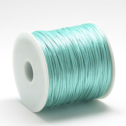 Light Sea Green Nylon Thread, Rattail Satin Cord, Light Sea Green, about 1mm, about 76.55 yards(70m)/roll
