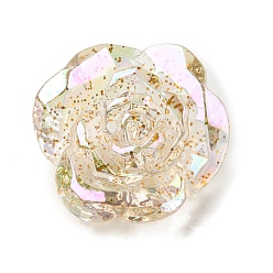 Бежевый Прозрачные акриловые бусины, с блеском порошок, цветок, бежевые, 30.5x32x16 мм, отверстие : 3.6 мм