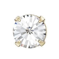 00030 Crystal Preciosa® maxima crystal в пришивной чашке, чешский хрусталь, с настройками латуни, 719 37 080 шатон (круглый), золотые, 00030 кристалл, ss 34 (7.05~7.25 мм)