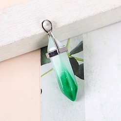 Spring Green Glass Pendants, Bullet Charms, Spring Green, 32x8mm