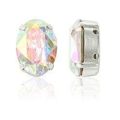 00030 200 Crystal AB Пришивные чашки preciosa® maxima crystal, многожильных ссылки, чешский хрусталь, с настройками латуни, 719 36 410 овальный, серебряные, 00030 200 кристалл аб, 14x10 мм