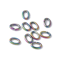 Rainbow Color Ионное покрытие (ip) 304 запорные кольца из нержавеющей стали, открытые кольца прыжок, овальные, многоцветные, 21 датчик, 4.5x3x0.7 мм, внутренний диаметр: 1.5x3 мм