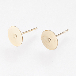 Real 18K Gold Plated 304 Stainless Steel Stud Earring Findings, Real 18k Gold Plated, 12x8mm, Pin: 0.7mm