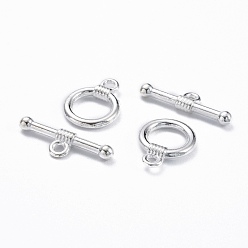 Silver Tibetan Style Alloy Toggle Clasps, Cadmium Free & Nickel Free & Lead Free, Silver, 15x11mm, Hole: 2mm