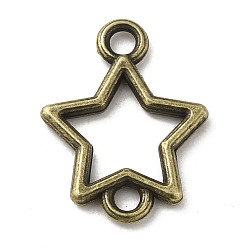 Antique Bronze Tibetan Style Alloy Connector Charms, Cadmium Free & Lead Free, Star, Antique Bronze, 15.5x11.5x1.5mm, Hole: 1.8mm