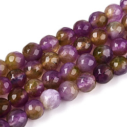 Средняя Орхидея Окрашенные природные белый нефрит бисер пряди, круглые, граненые, средне орхидеи, 5.5~6.2 мм, отверстие : 1 мм, около 65~66 шт / нитка, 14.76~15.16'' (37.5~38.5 см)