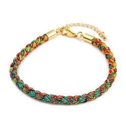 Зеленый 4браслеты из плетеного нейлонового шнура толщиной ⅛ дюйма, с латунными выводами и 304 застежками из лобстера из нержавеющей стали, долговечный, золотые, зелёные, 7-3/4 дюйм (19.7 см)