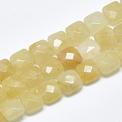 Topaz Jade Natural Topaz Jade Beads Strands, Faceted, Square, 8~8.5x8~8.5x5mm, Hole: 1mm, about 25pcs/strand, 8.0''