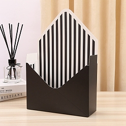 Black Paper Bouquet Storage Box, Folding Carton Flower Gift Box, Rectangle, Black, 23x8x35cm
