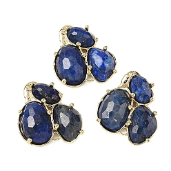 Ляпис-Лазурь Соединители из натурального лазурита, с латунной фурнитурой , граненые, золотые, окрашенные, 30.5~31x33x5 мм, отверстие : 1.8 мм